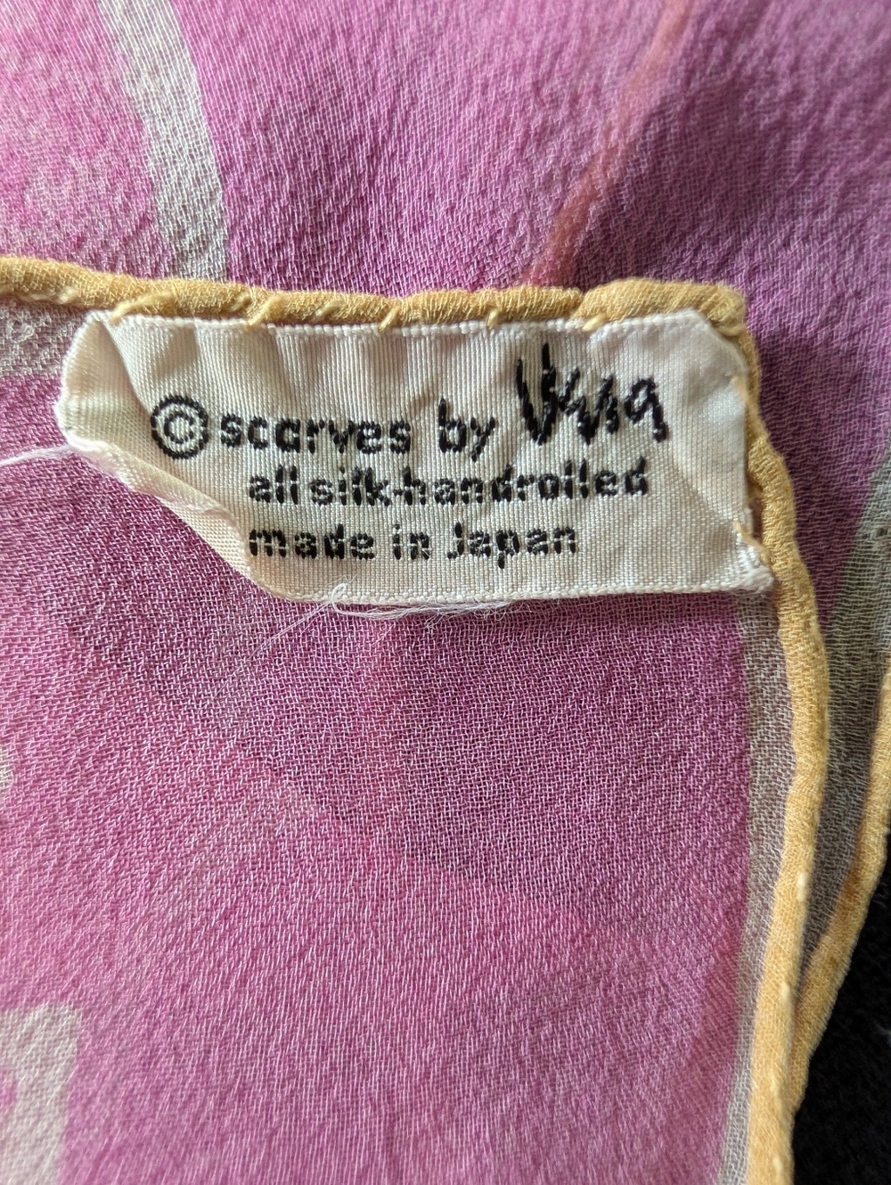 Vera Silk Scarf Butterfly Print Light Sheer Vintage handrolled  Japan 1960 - Picture 6 of 10